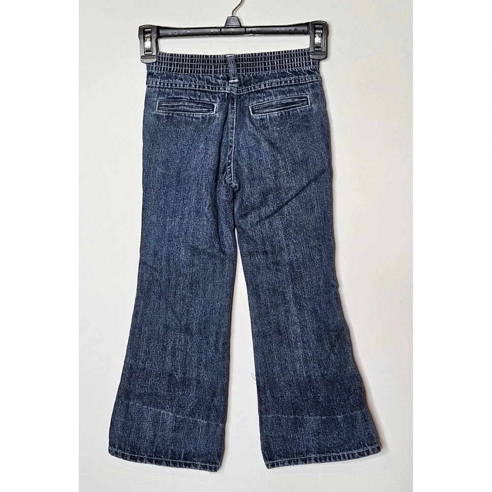 Barbie Vintage Girls‎ Jeans Size 6 Denim Flare Embroidered Flowers Y2K 2004